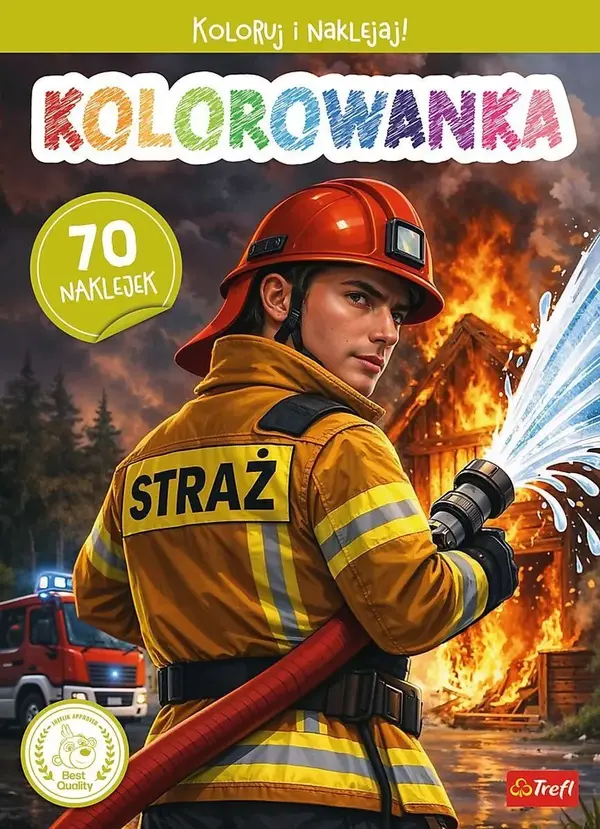 Strażak OSP. Kolorowanka z naklejkami