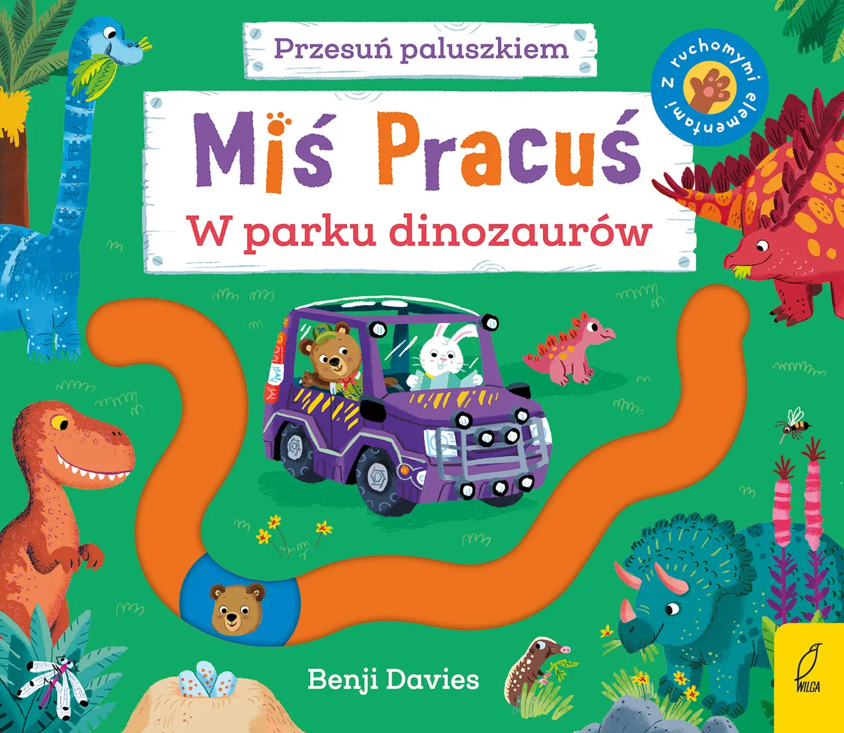 Miś Pracuś. Przesuń paluszkiem. W parku dinozaurów