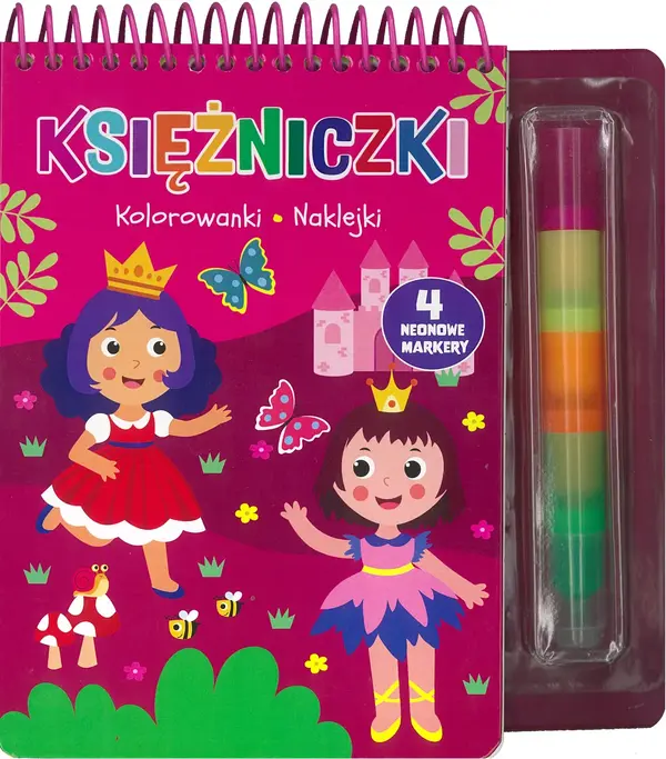 Księżniczki. Kolorowanki, naklejki, 4 neonowe markery